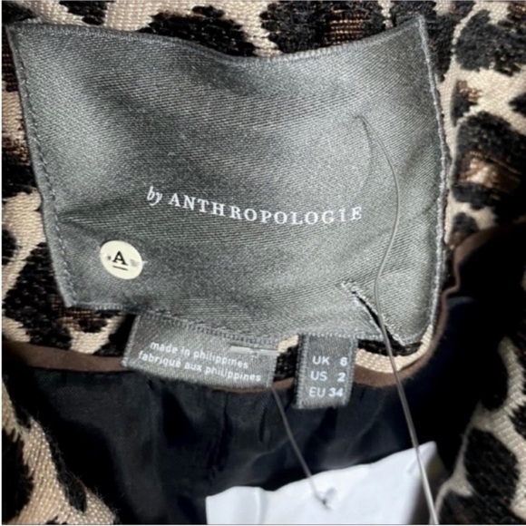 BY ANTHROPLOGIE Johanna Longline Leopard Blazer Coat NEW - Picture 7 of 10